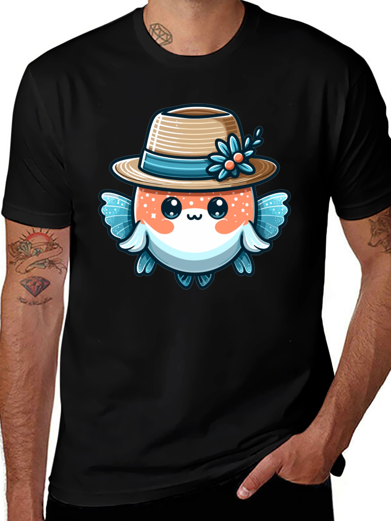 Cute Cartoon Fish Graphic T-Shirt