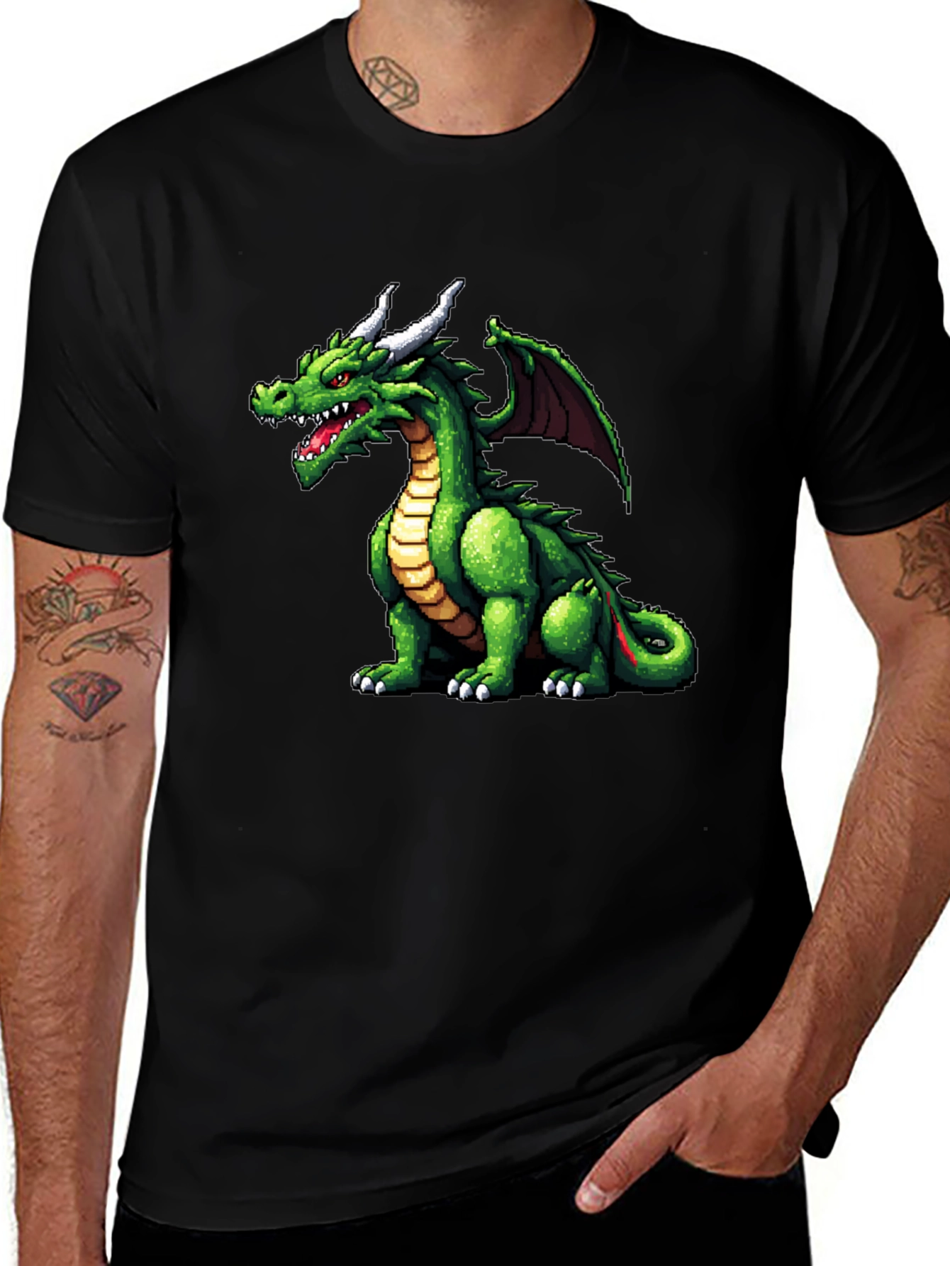Variant 18 of Green Dragon Graphic Tee - Fantasy Gamer T-Shirt