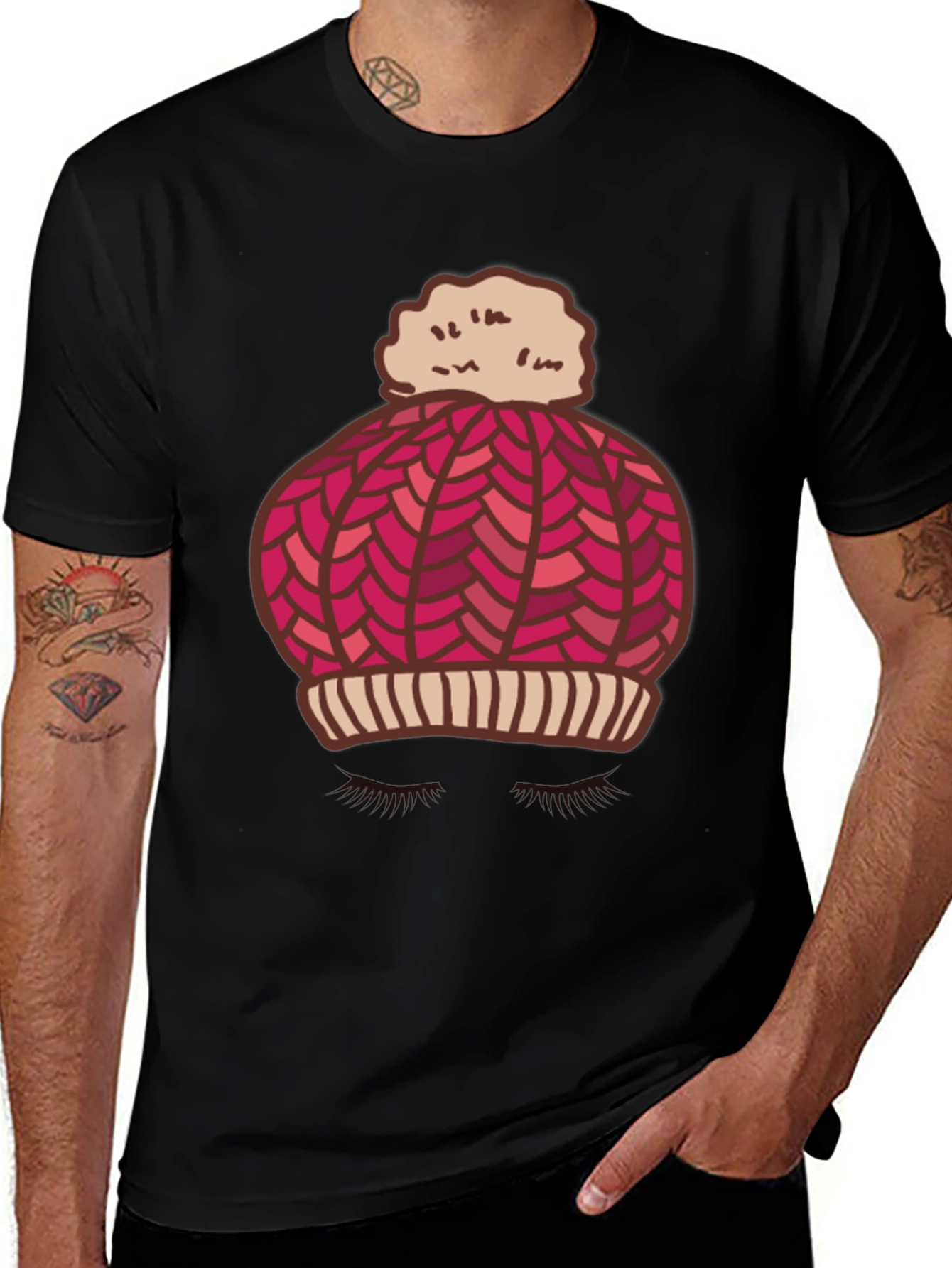 Variant 6 of Whimsical Winter Hat Graphic Tee - Stylish and Fun