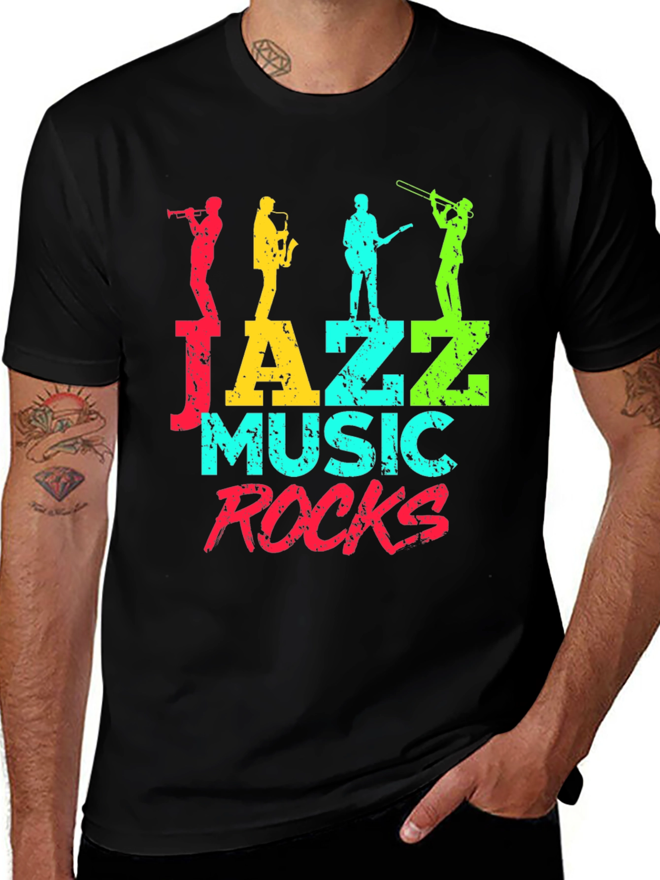 Variant 2 of Jazz Music Rocks Graphic Tee - Black