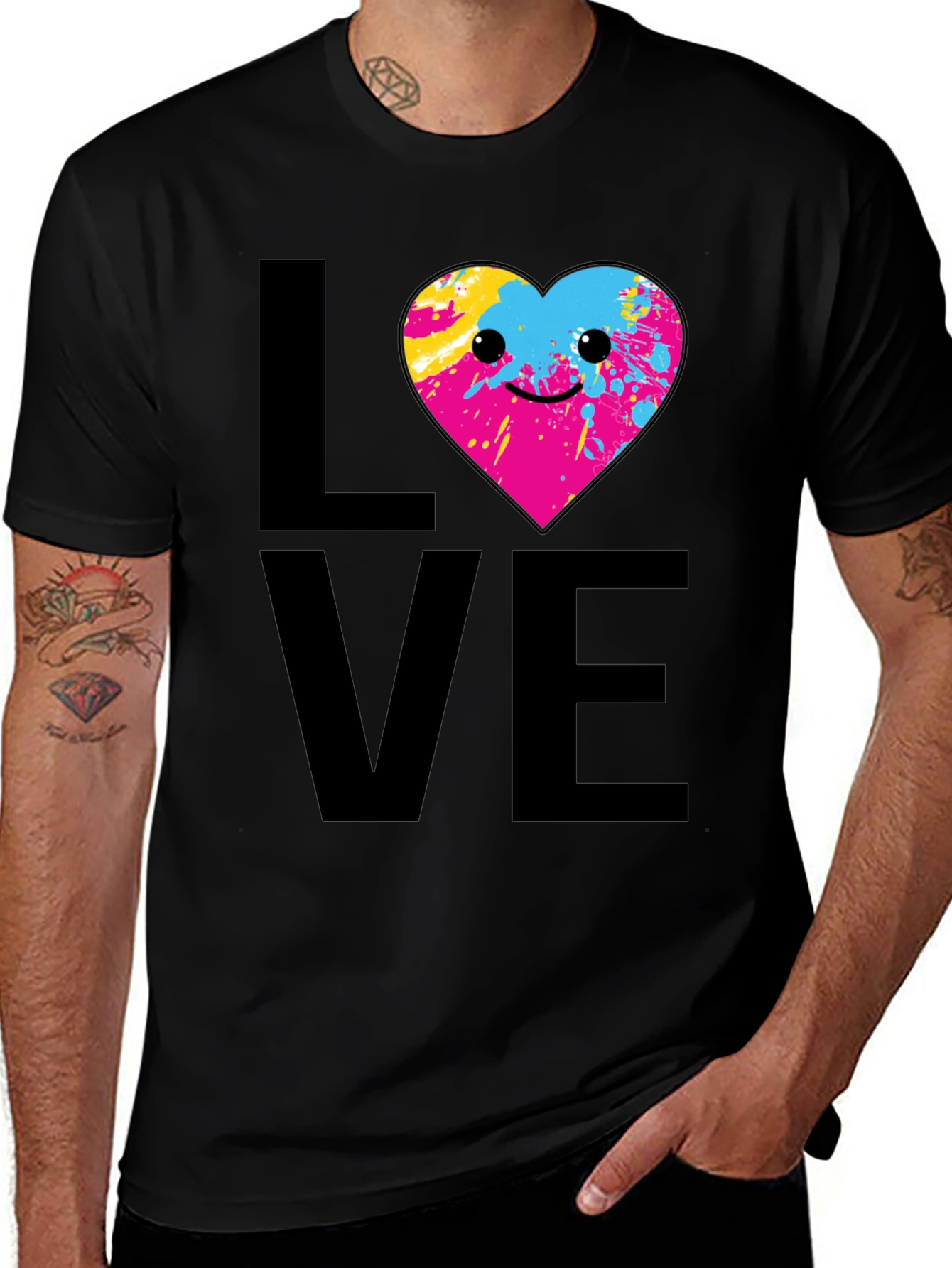 Black Love Heart Graphic Tee - Fun & Unique Design main image