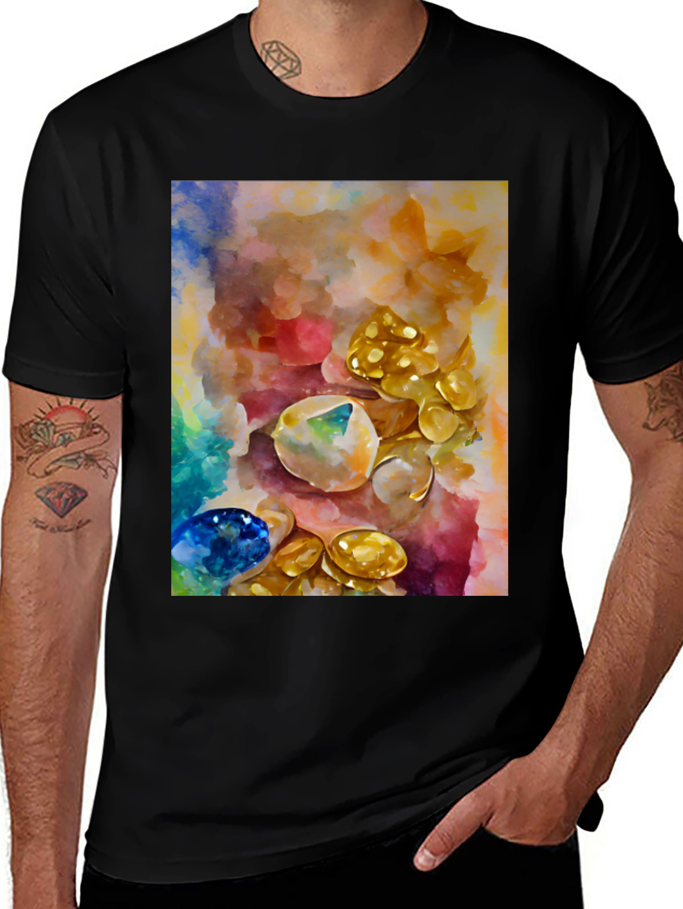Variant 28 of Abstract Gemstone Watercolor T-Shirt