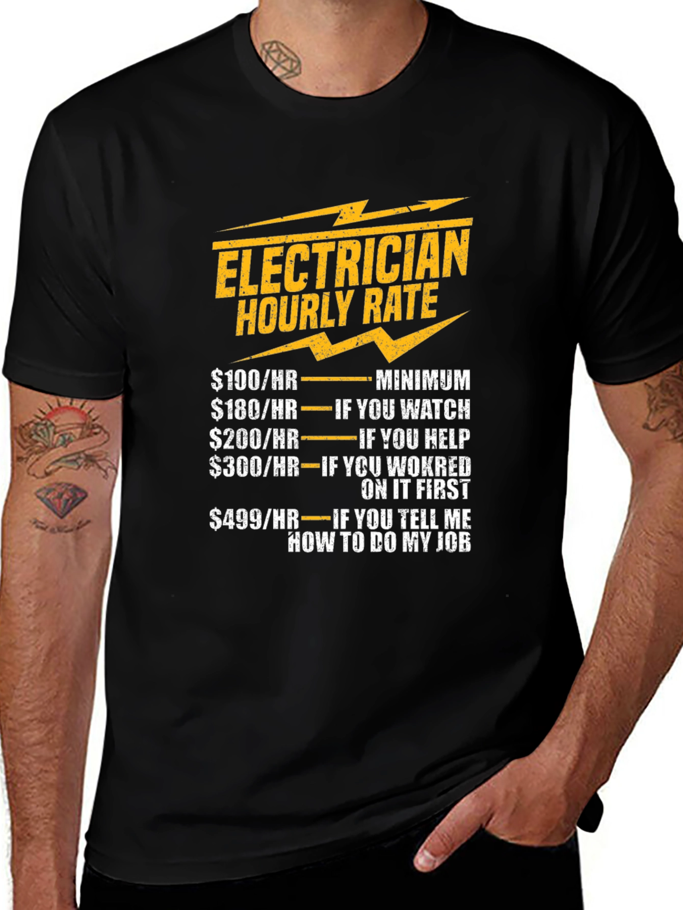 Variant 19 of Electrician Hourly Rate Novelty T-Shirt