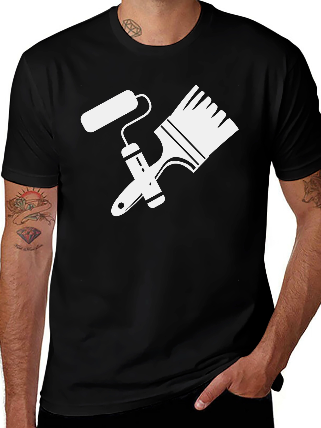 Painter's Tee: Brush & Roller Graphic Shirt