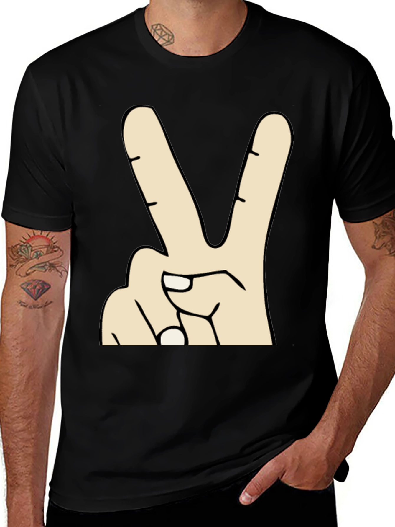 Variant 26 of Peace Sign T-Shirt - Black Casual Tee
