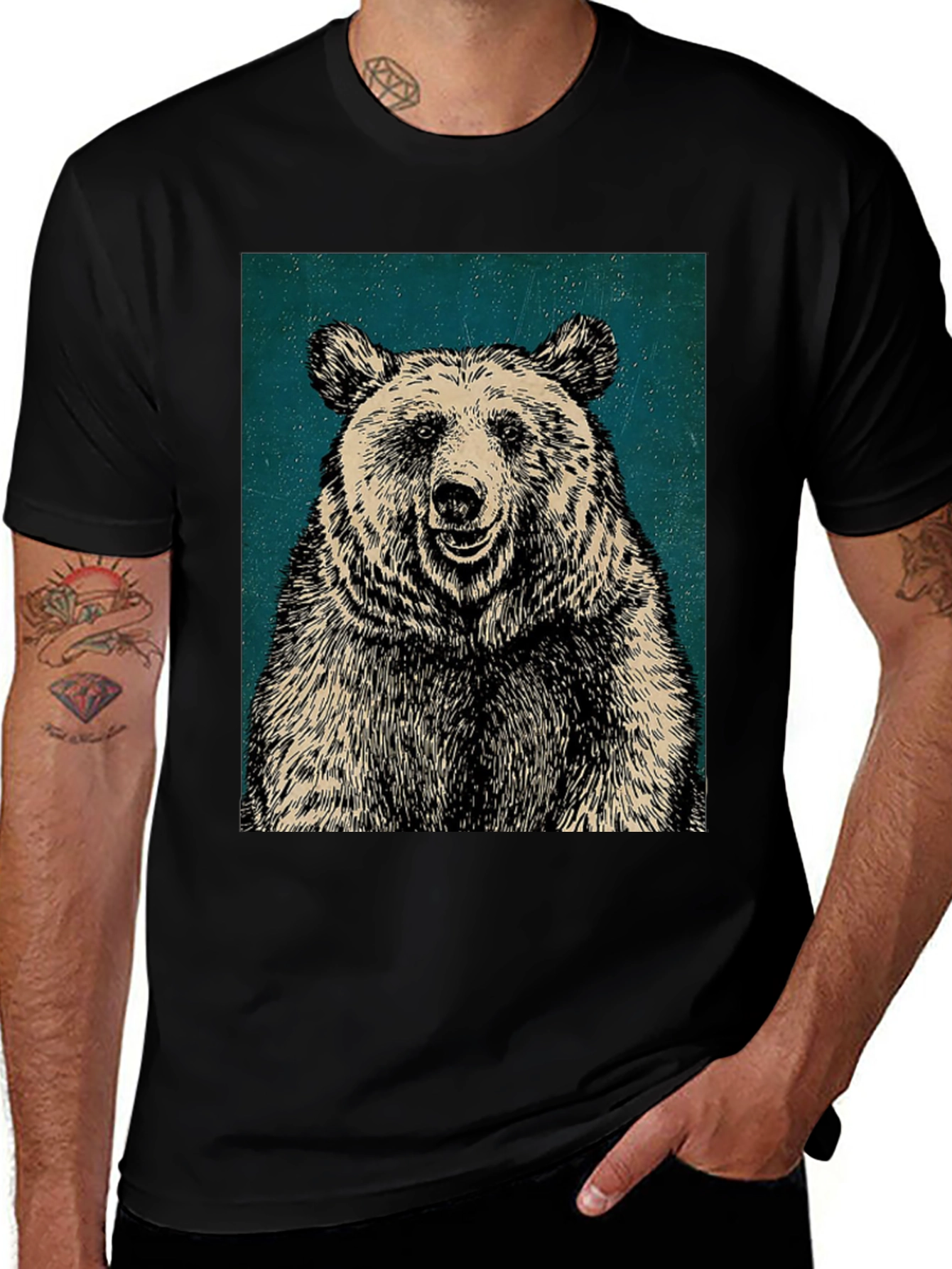 Variant 22 of Men's Black Bear Graphic T-Shirt