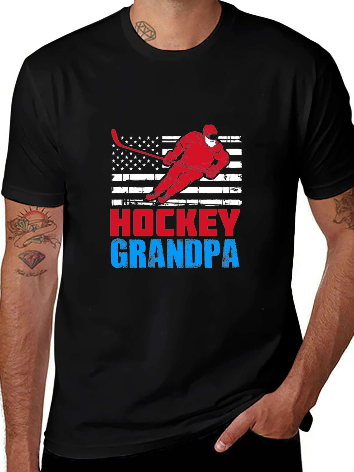 Variant 4 of Hockey Grandpa Patriotic T-Shirt