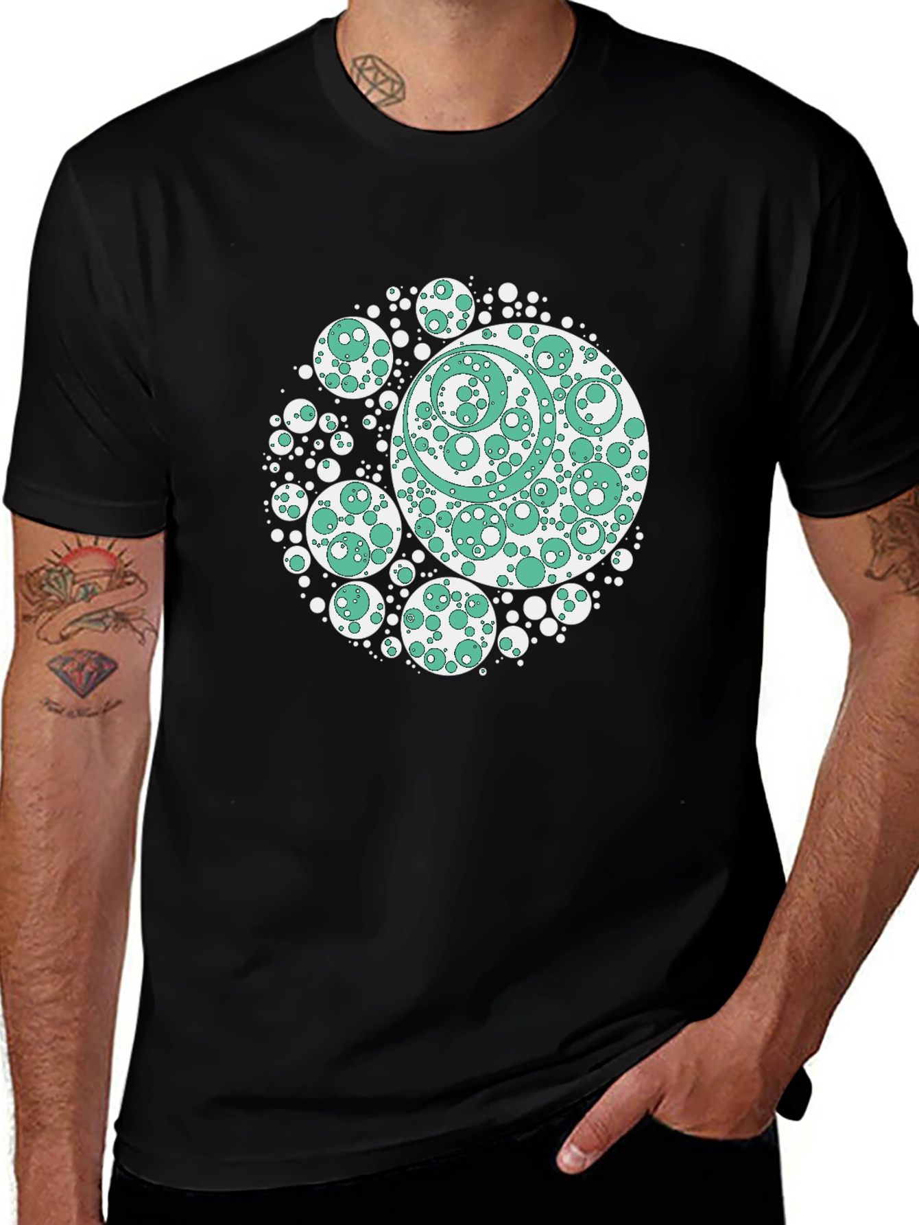 Circular Bubbles Graphic Tee - Modern Design