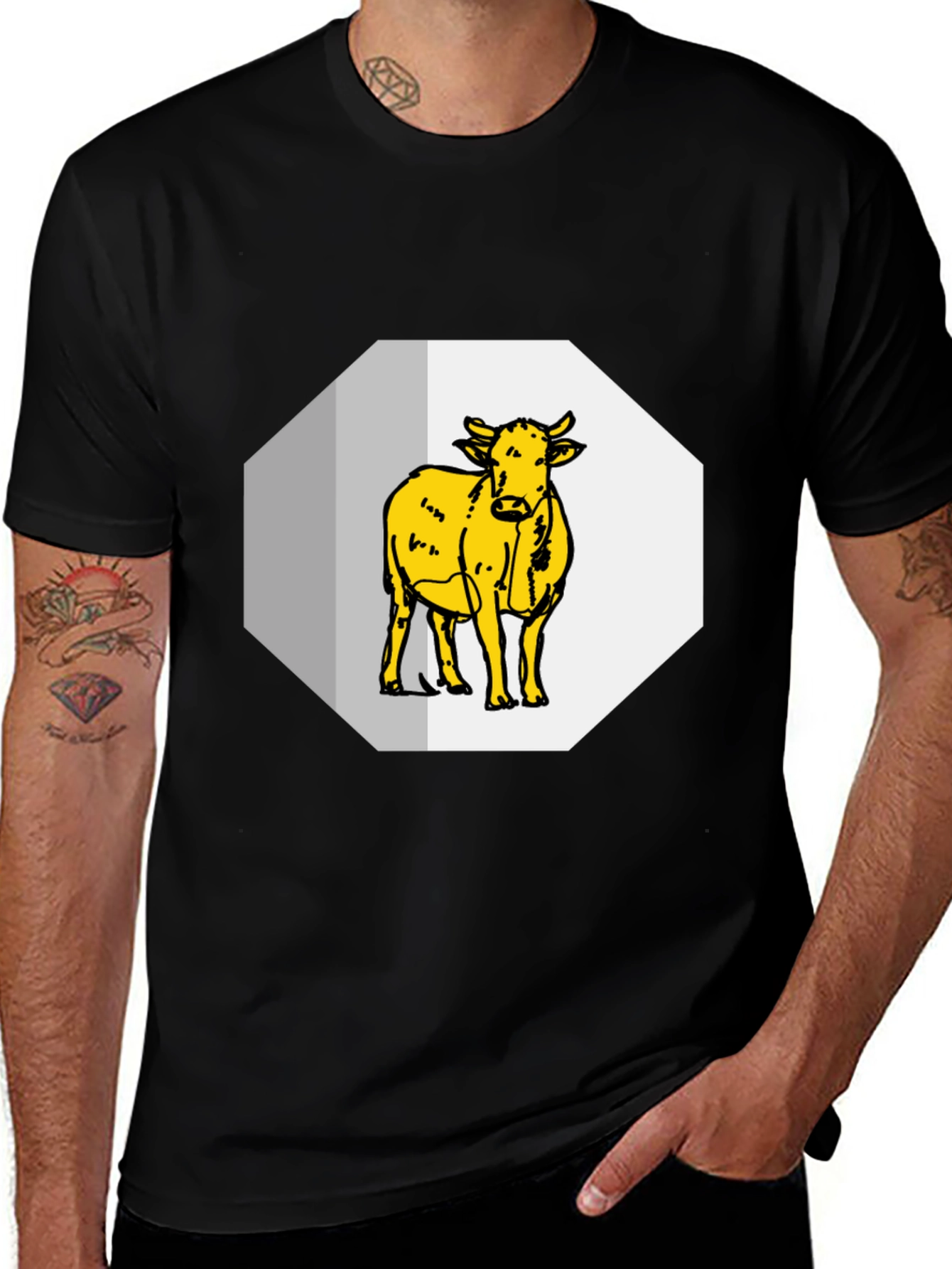 Variant 29 of Cow Graphic Tee - Black Cotton Blend