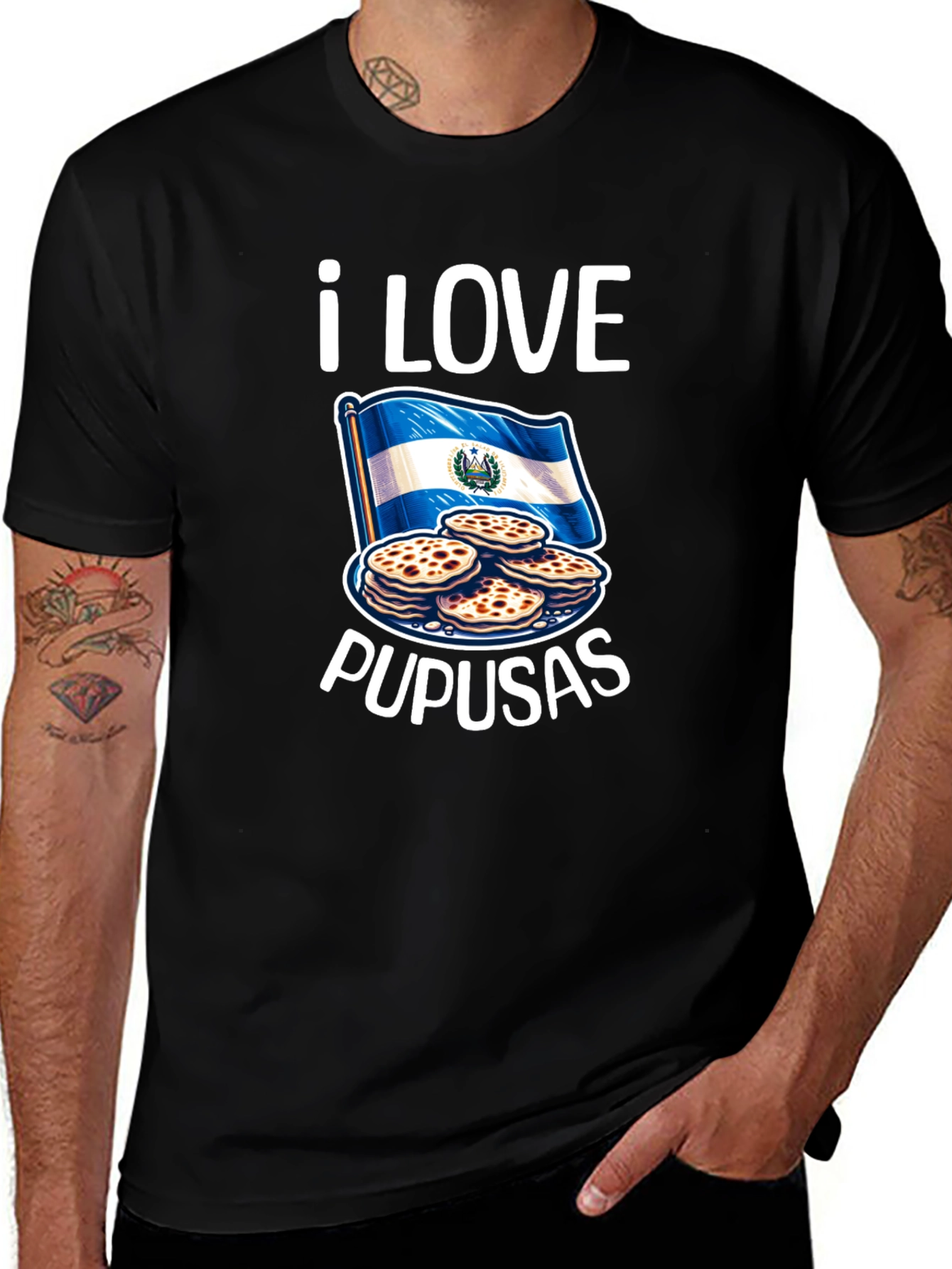 Variant 19 of I Love Pupusas T-Shirt - El Salvador Flag Tee