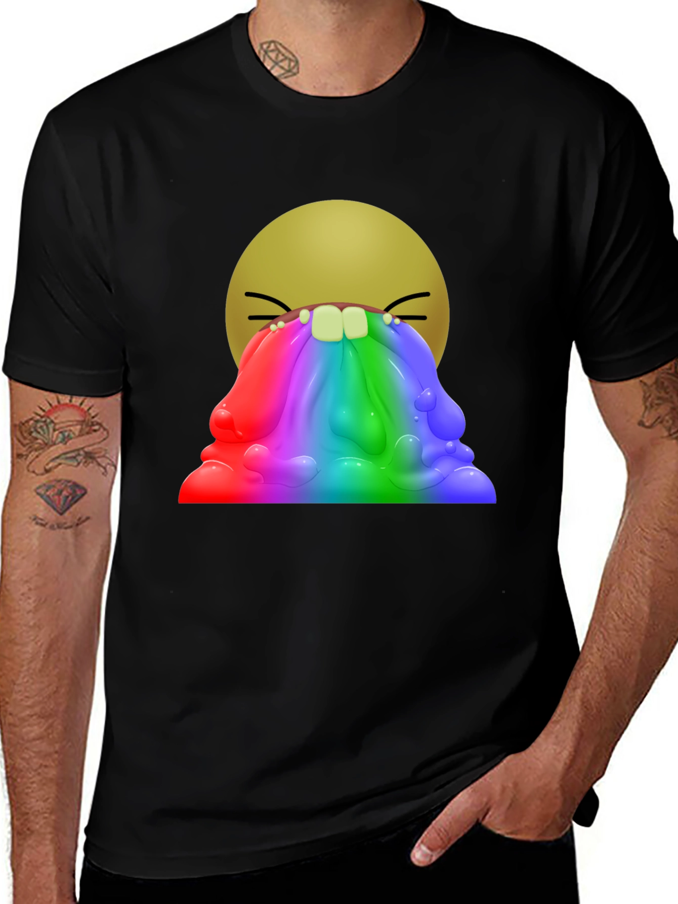 Variant 5 of Rainbow Vomit Emoji Graphic T-Shirt
