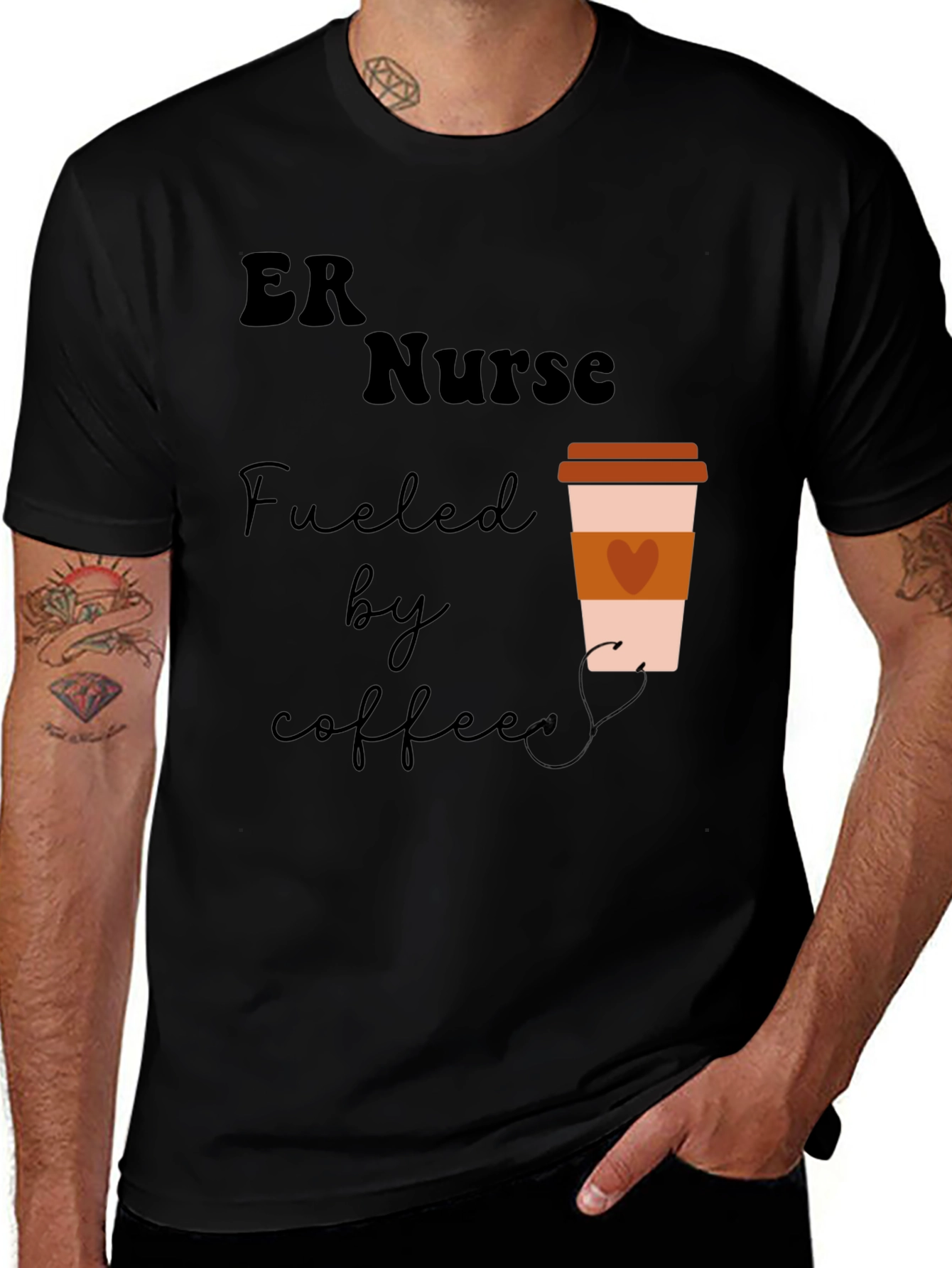 ER Nurse Fuelled by Coffee Graphic T-Shirt