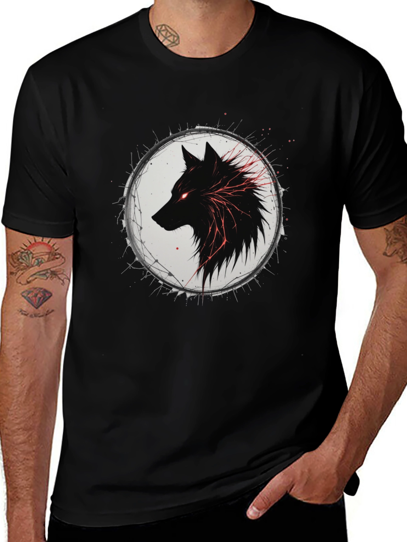 Variant 23 of Black Wolf Graphic Tee - Men's Fashion