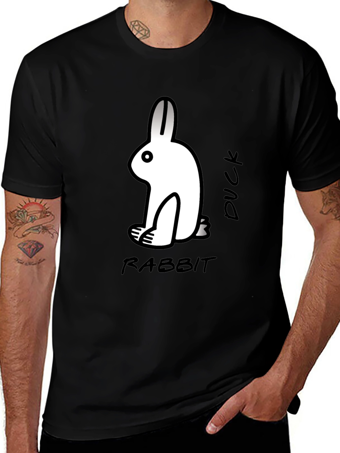 Variant 4 of Rabbit or Duck T-Shirt Illusion Design