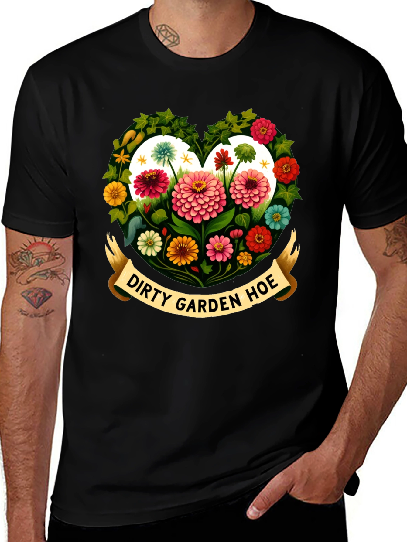Variant 9 of Dirty Garden Hoe Floral Heart T-Shirt