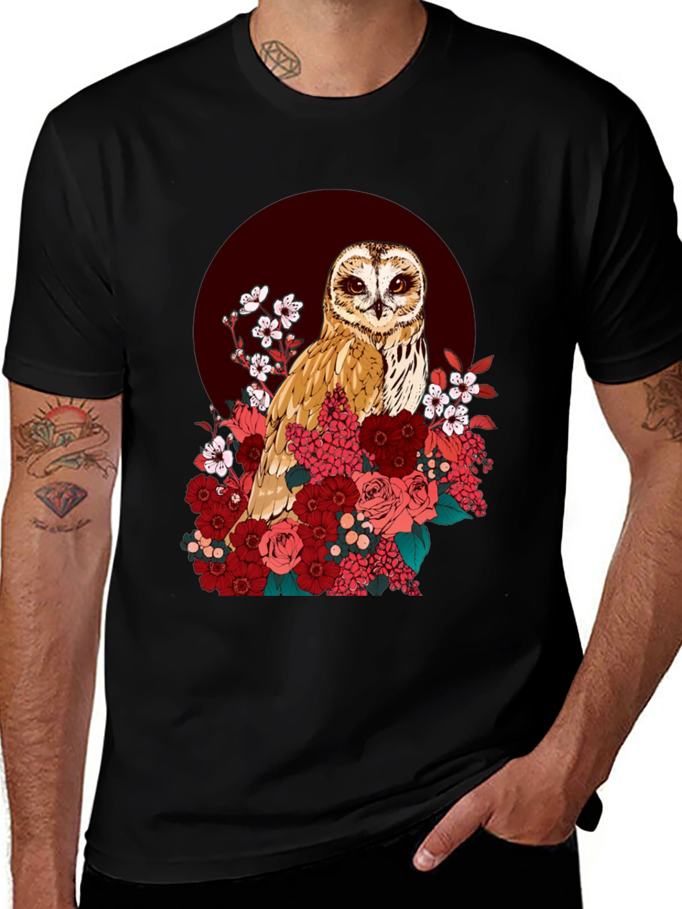 Variant 14 of Owl & Floral Graphic Tee