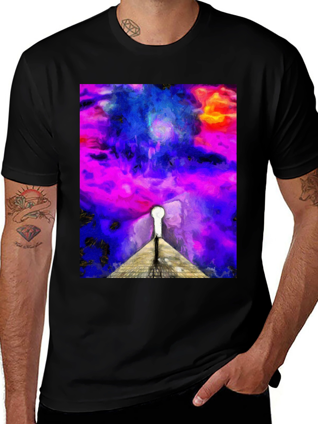 Cosmic Keyhole T-Shirt - Abstract Art Tee