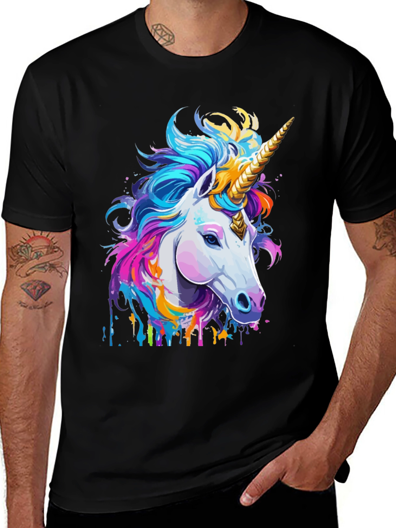 Variant 15 of Unicorn Graphic T-Shirt - Men's Black Tee