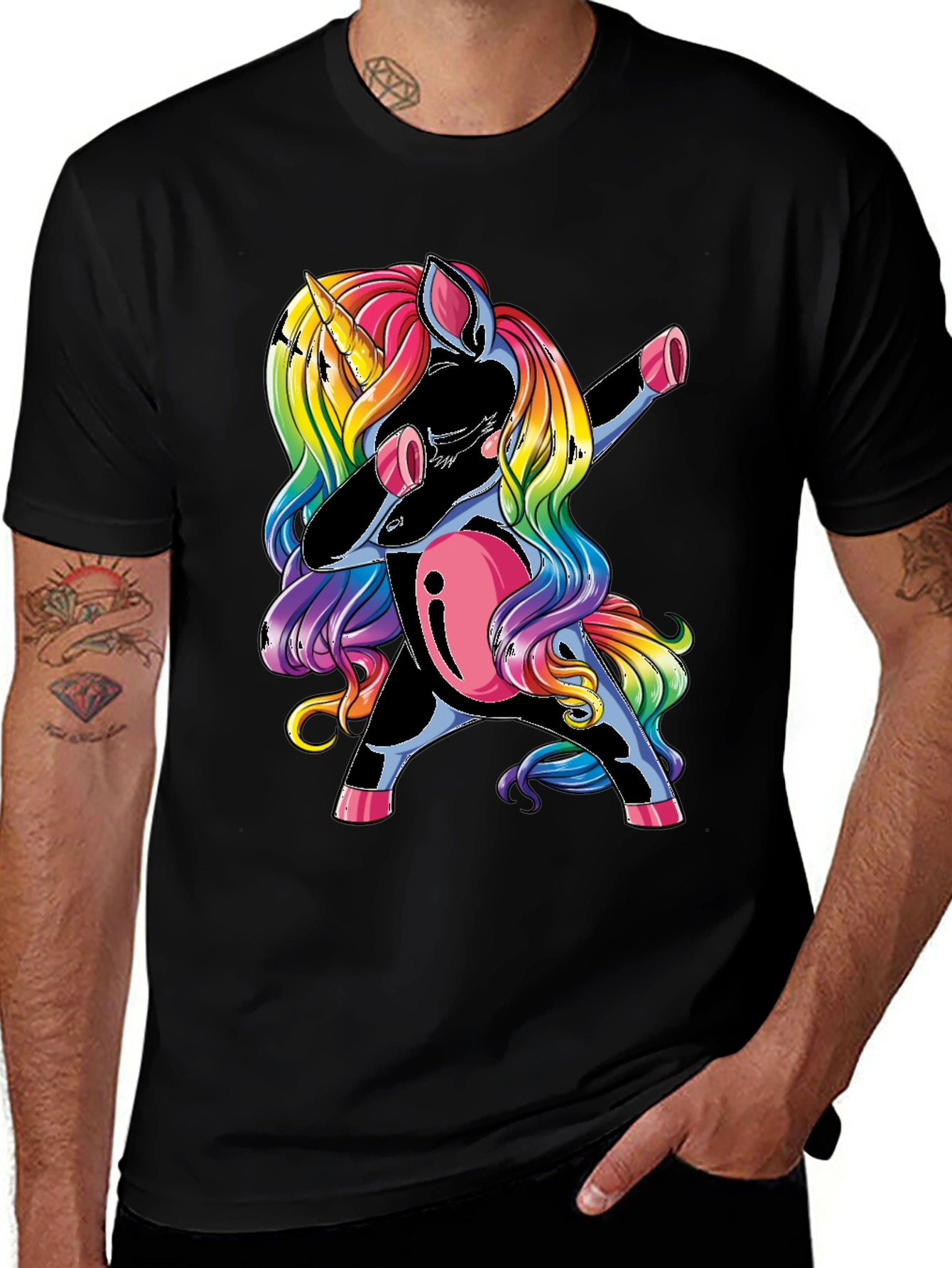 Variant 9 of Dabbing Unicorn Graphic T-Shirt - Rainbow Mane