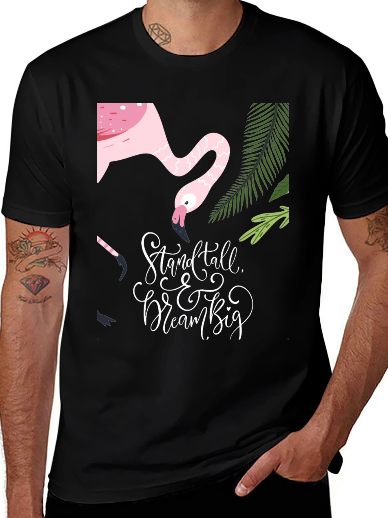 Variant 9 of Stand Tall Dream Big Flamingo Graphic Tee