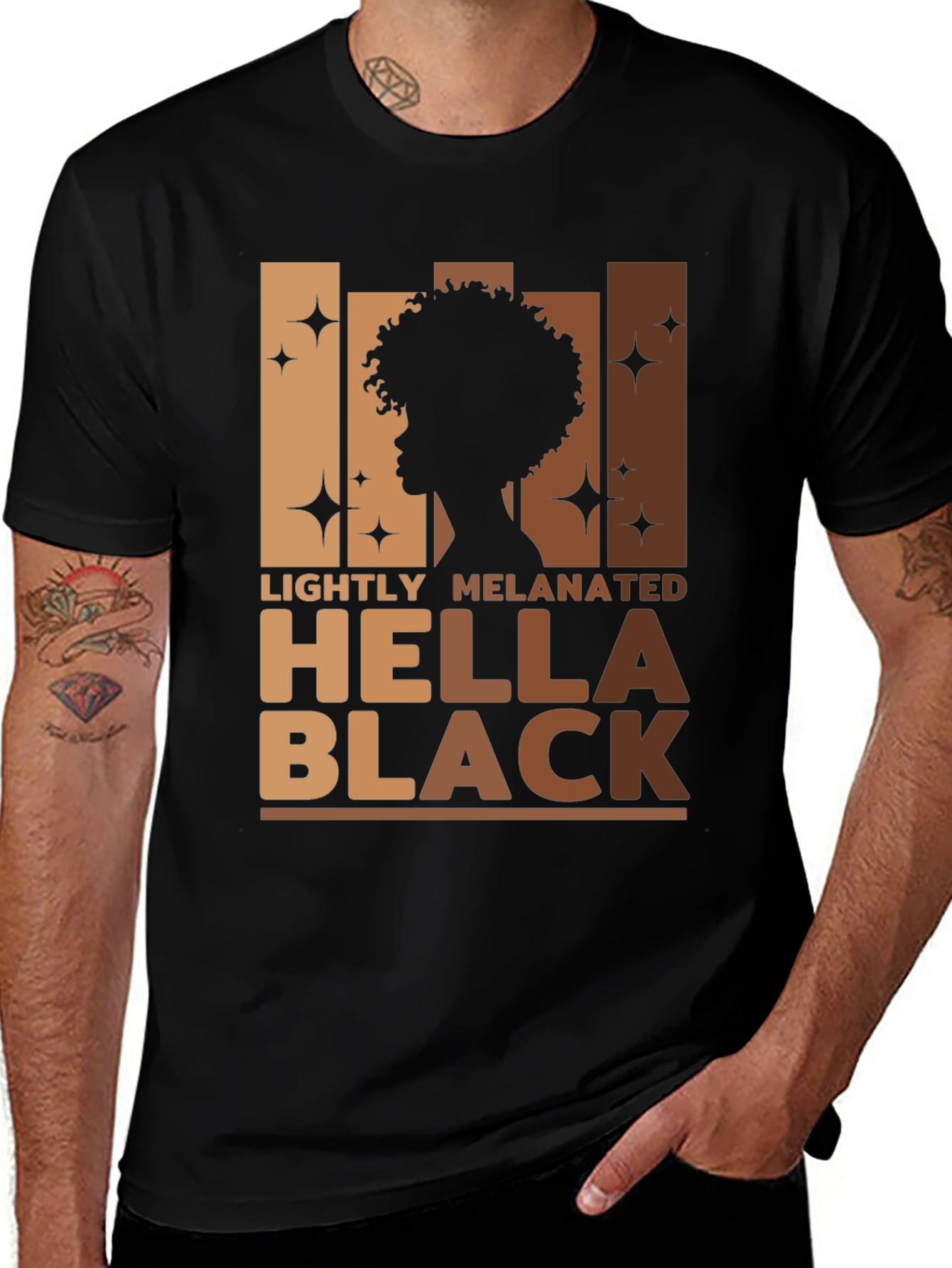Variant 29 of Lightly Melanated Hella Black Graphic Tee