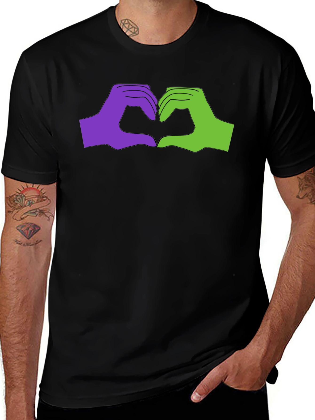 Variant 2 of Love Sign Language Graphic Tee - Black Cotton T-Shirt