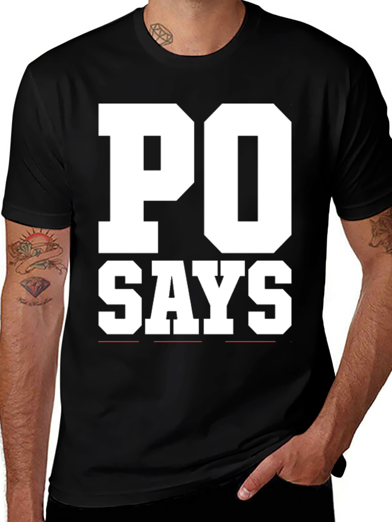 Variant 8 of PO Says Black Graphic T-Shirt