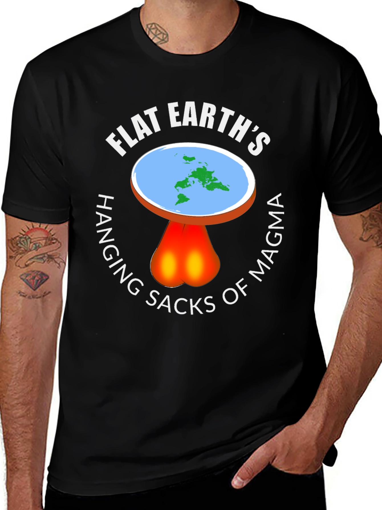 Flat Earth Hanging Sacks of Magma T-Shirt