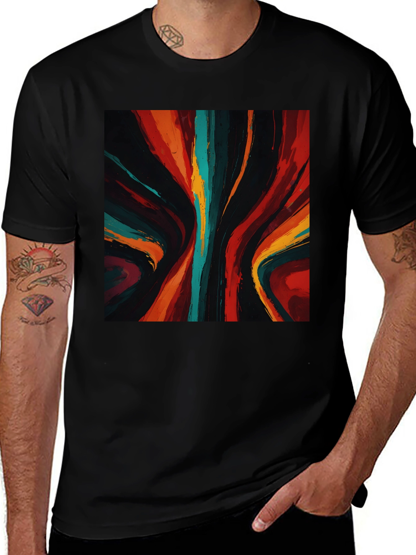 Variant 27 of Abstract Art Graphic Tee - Bold Black Shirt
