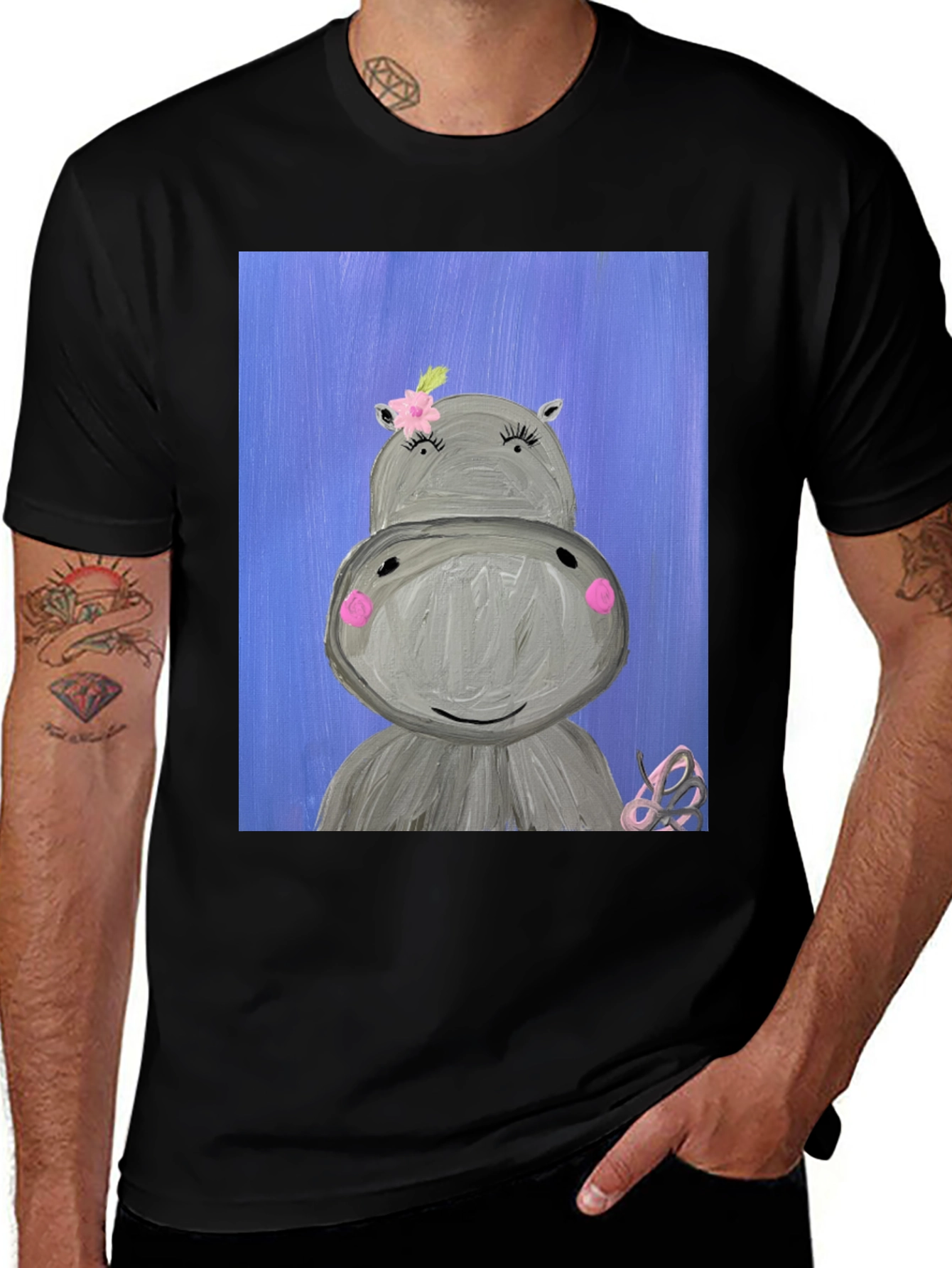 Variant 12 of Hippo Art Graphic Tee - Cute & Comfy Casual Wear