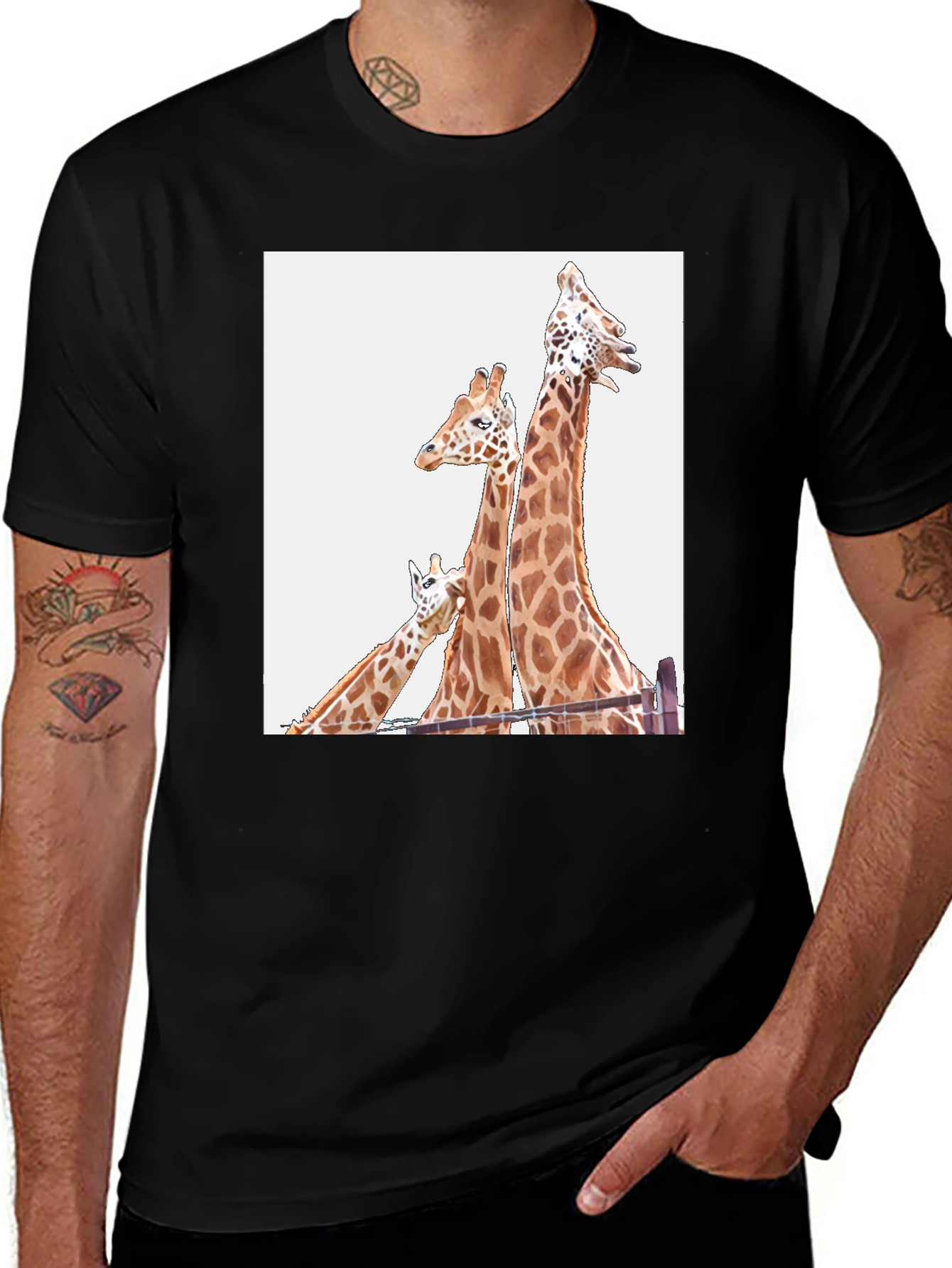 Variant 18 of Giraffe Print Black T-Shirt