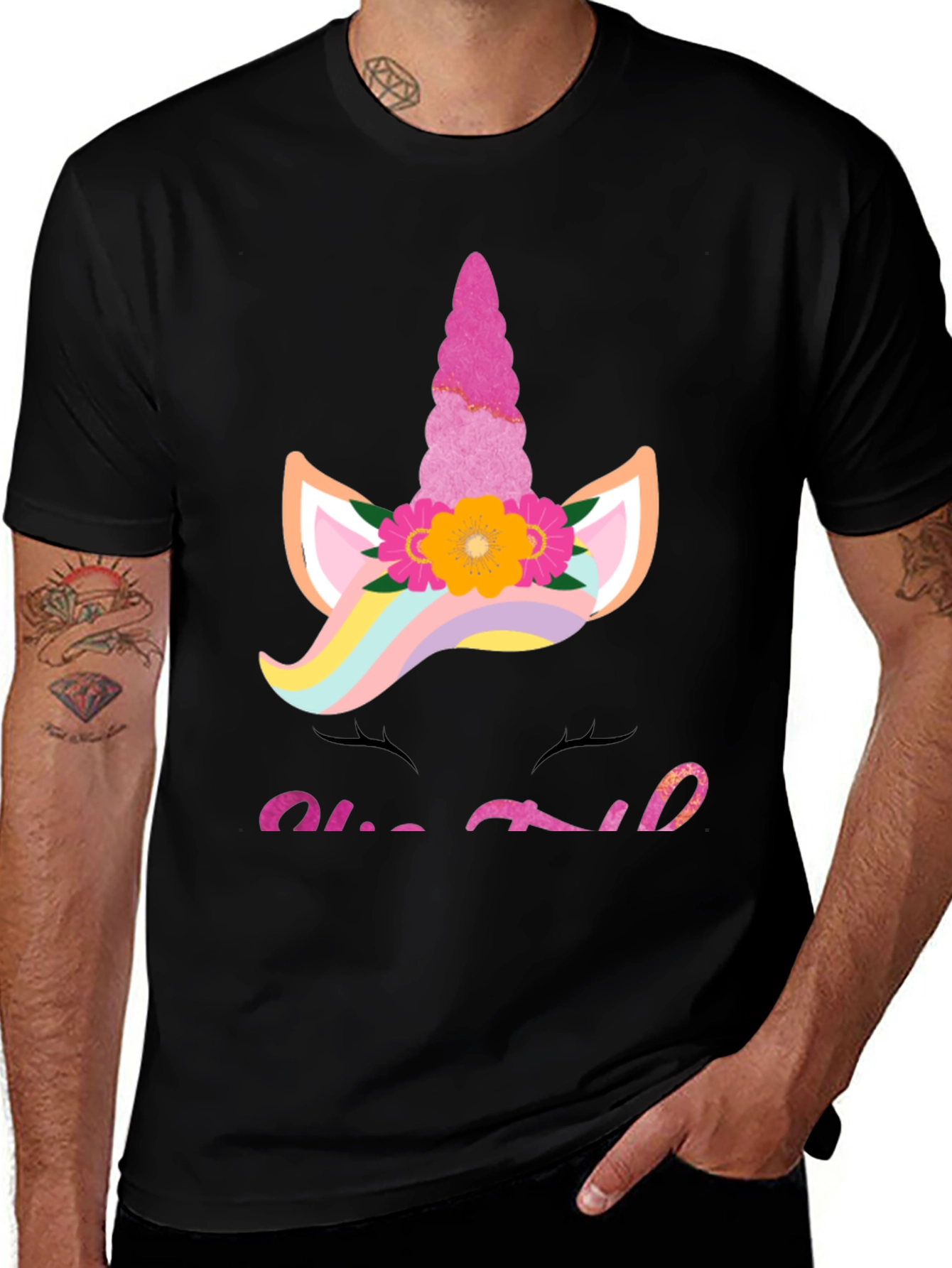 Variant 21 of Unicorn Girl Tee - Whimsical Graphic Print