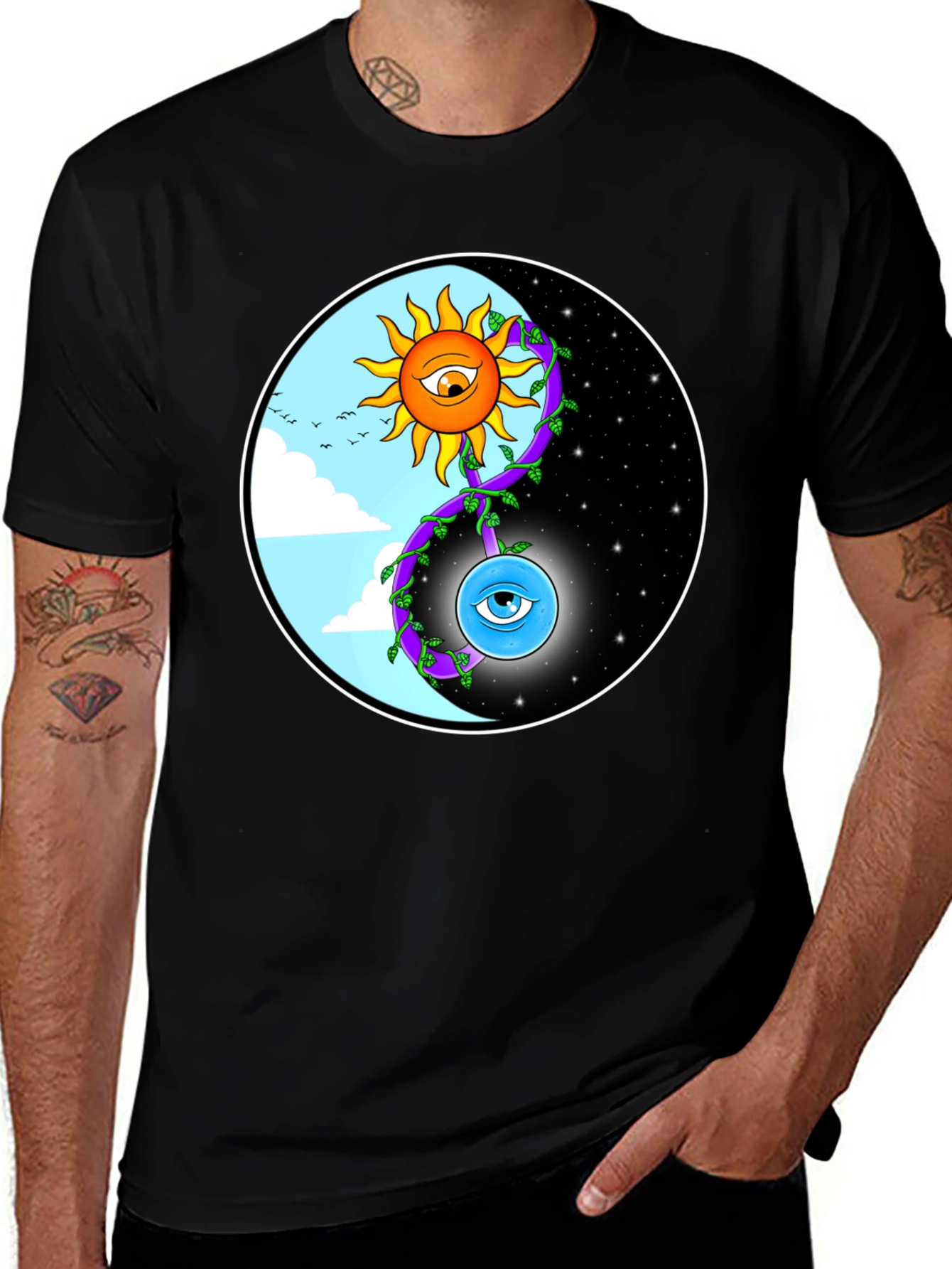 Variant 12 of Yin Yang Sun & Moon Eye T-Shirt - Mystical Design