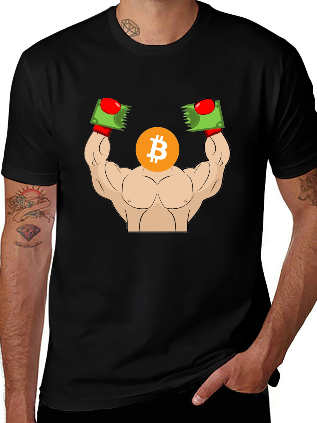 Variant 6 of Bitcoin Bodybuilder Graphic T-Shirt - Crypto HODL!
