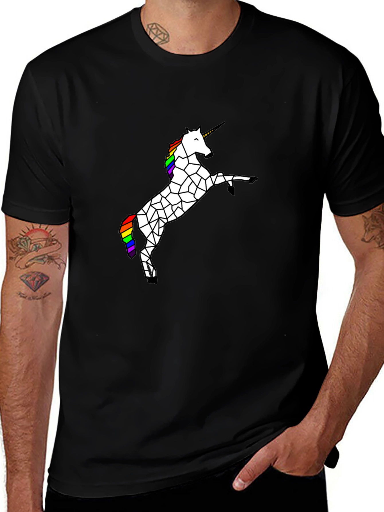 Variant 28 of Geometric Unicorn Graphic Tee - Black