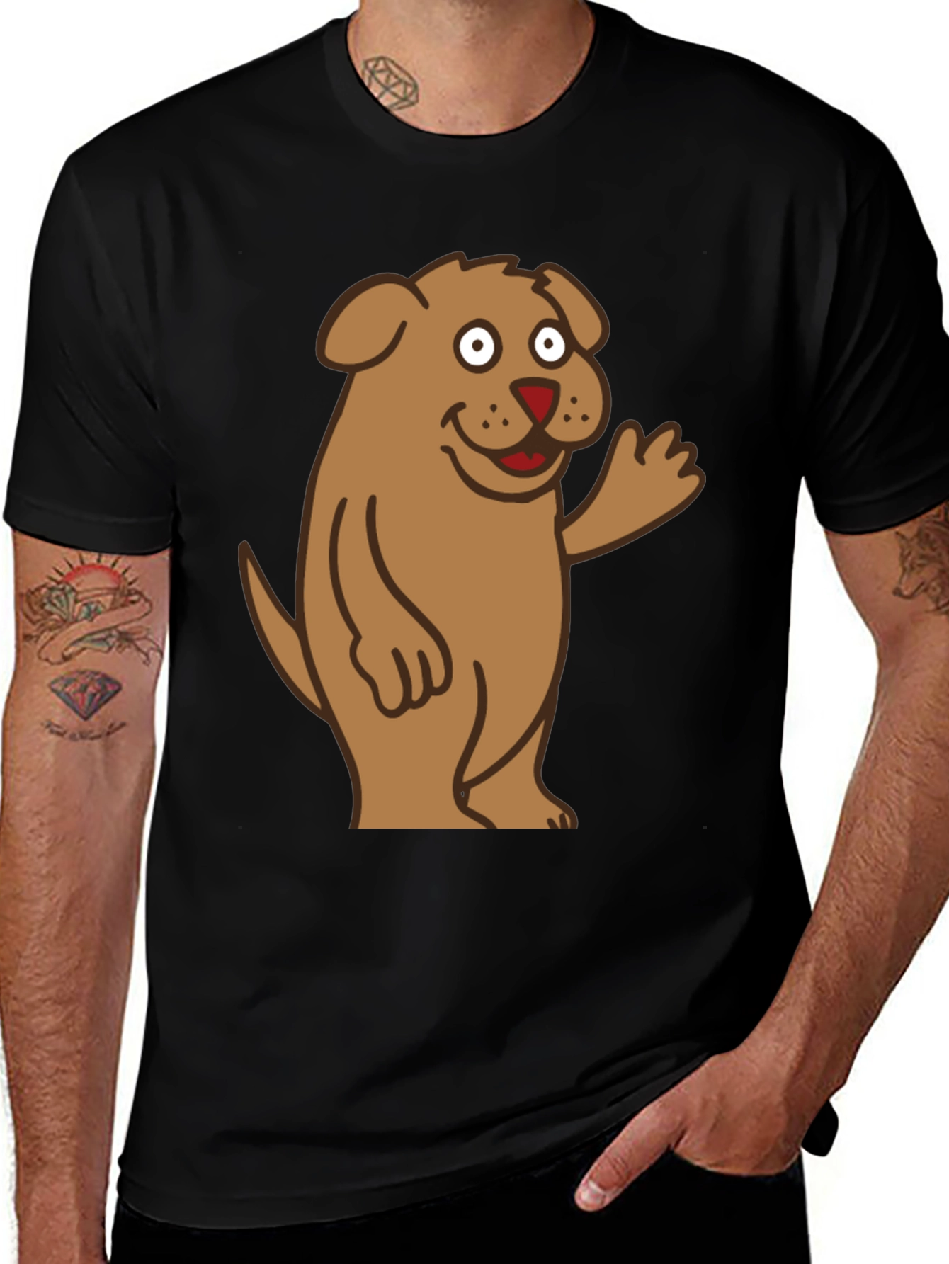 Variant 24 of Funny Dog Cartoon Black T-Shirt
