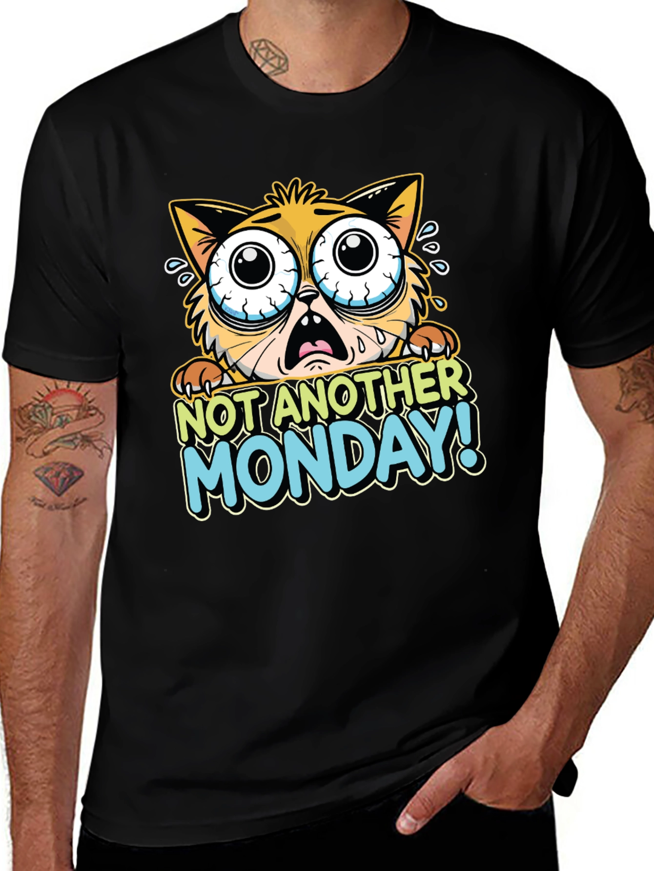 Variant 17 of Funny "Not Another Monday" Cat Graphic T-Shirt