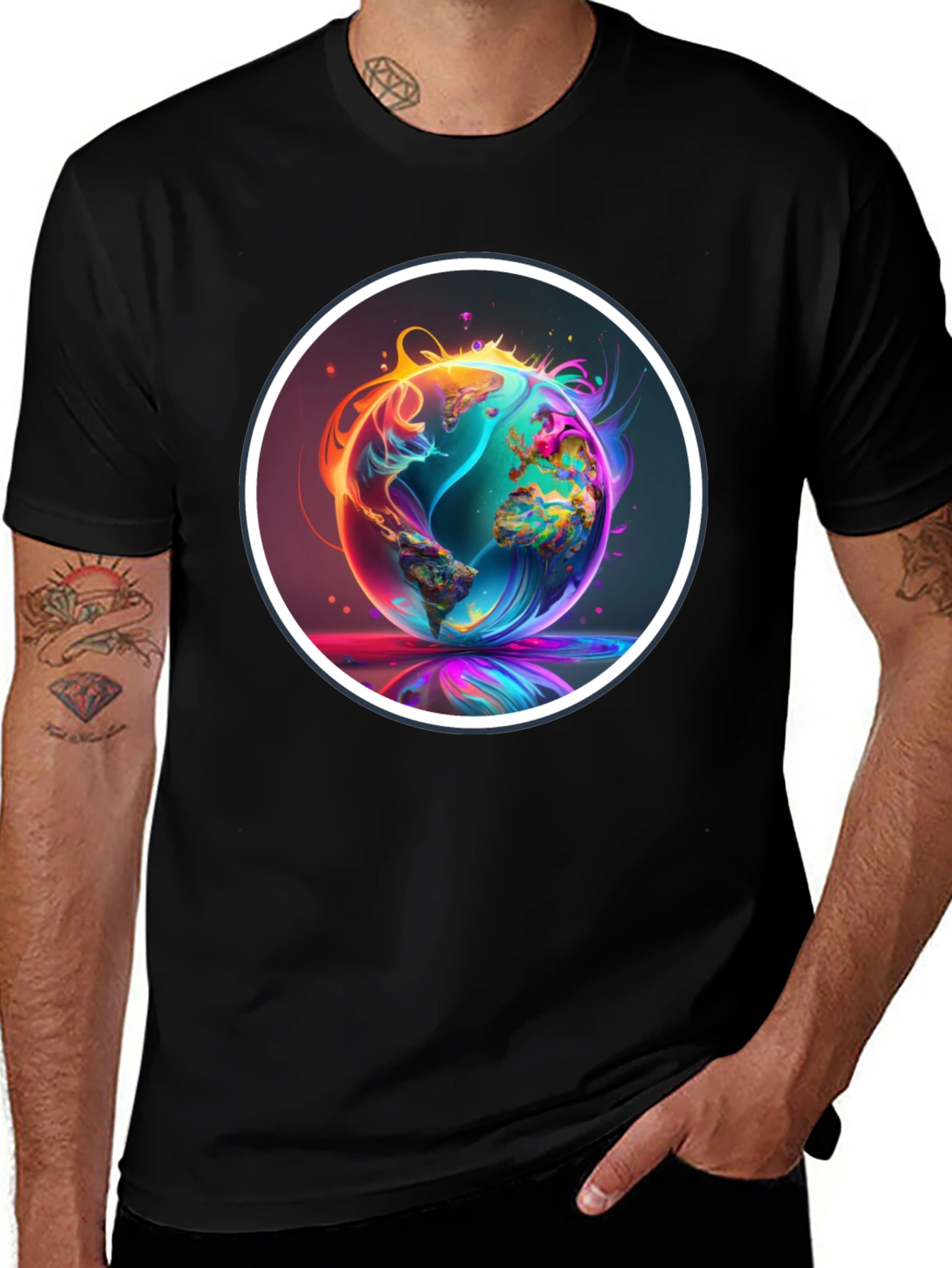 Variant 9 of Neon Earth Graphic Tee - Black