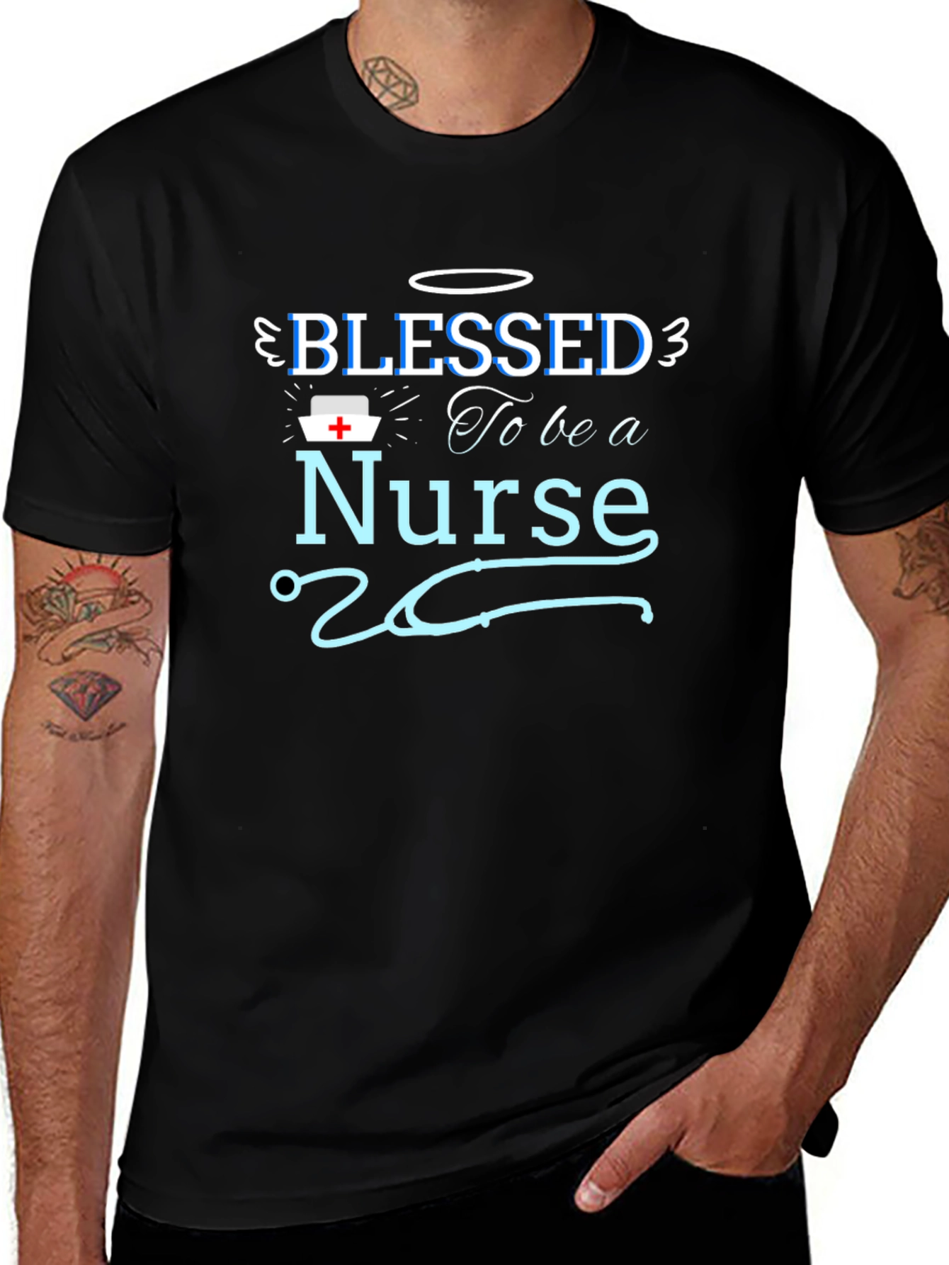 Variant 3 of Blessed To Be A Nurse Black T-Shirt