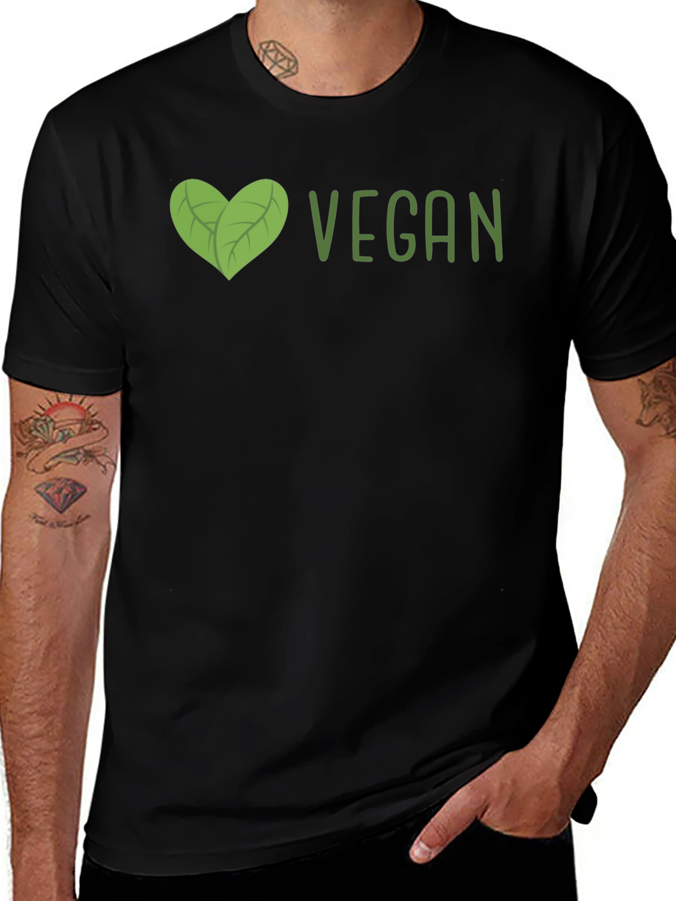 Variant 25 of Vegan Heart Graphic T-Shirt - Unisex Black Tee