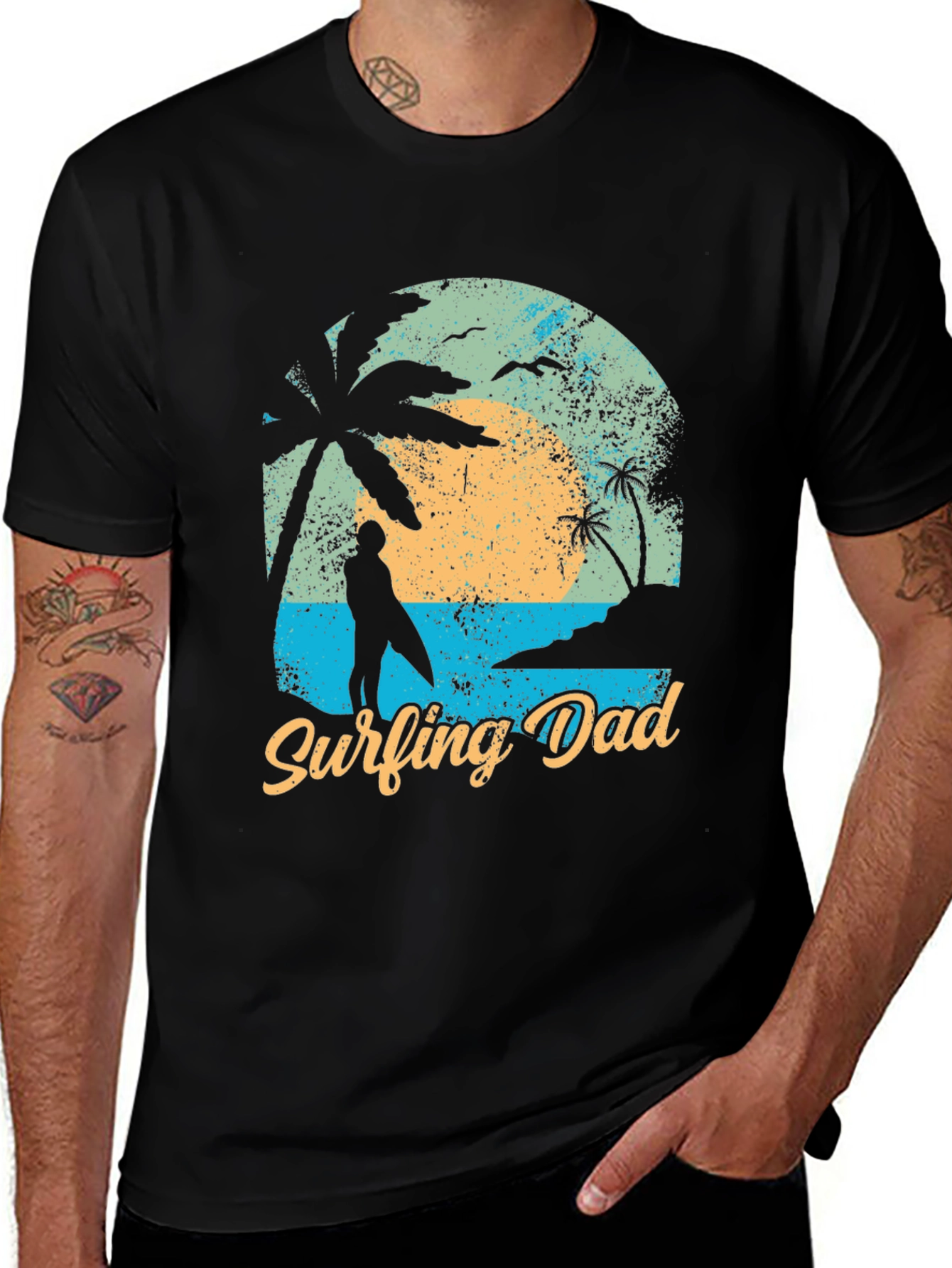 Variant 11 of Surfing Dad Black Graphic Tee