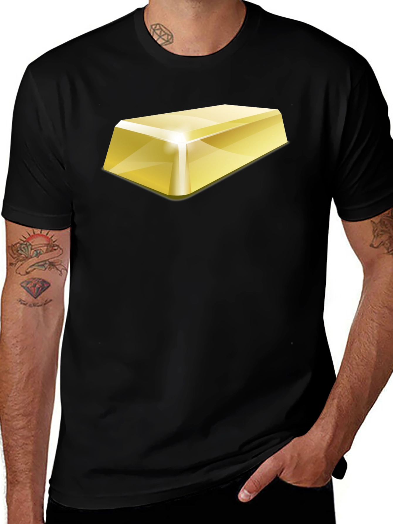 Variant 3 of Gold Bar Graphic Tee - Premium Black Cotton