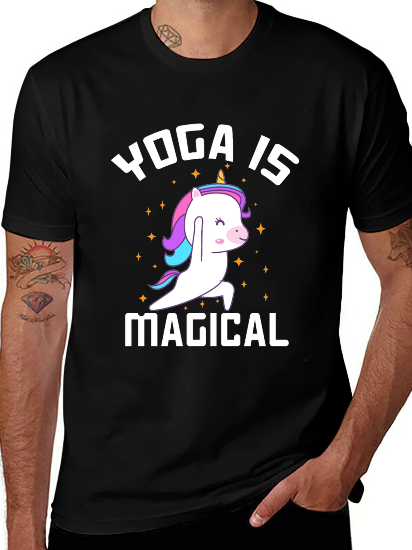 Variant 7 of Yoga Is Magical Unicorn T-Shirt - Black Cotton Tee
