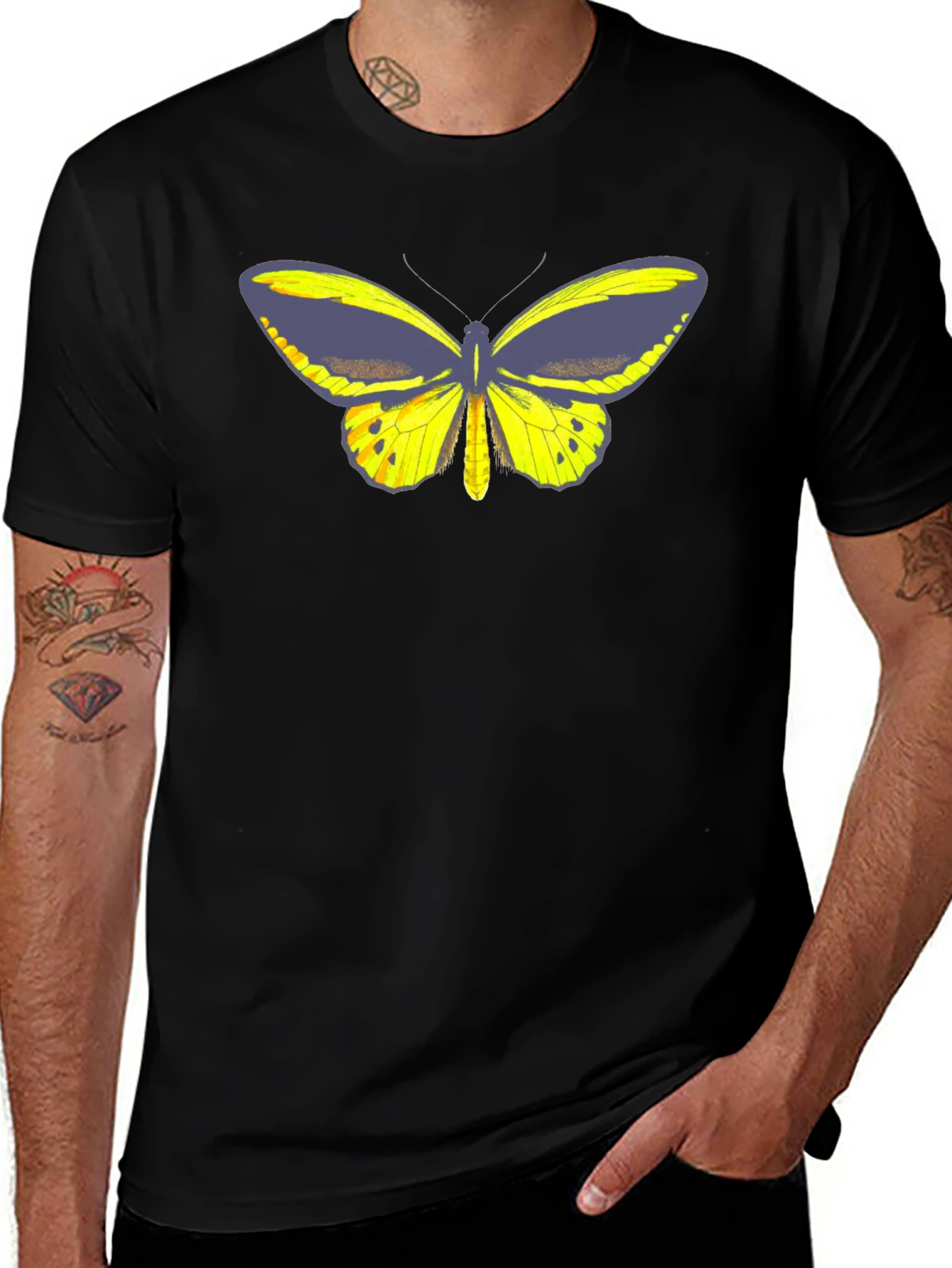 Variant 10 of Butterfly Graphic Tee - Black Cotton Casual T-Shirt