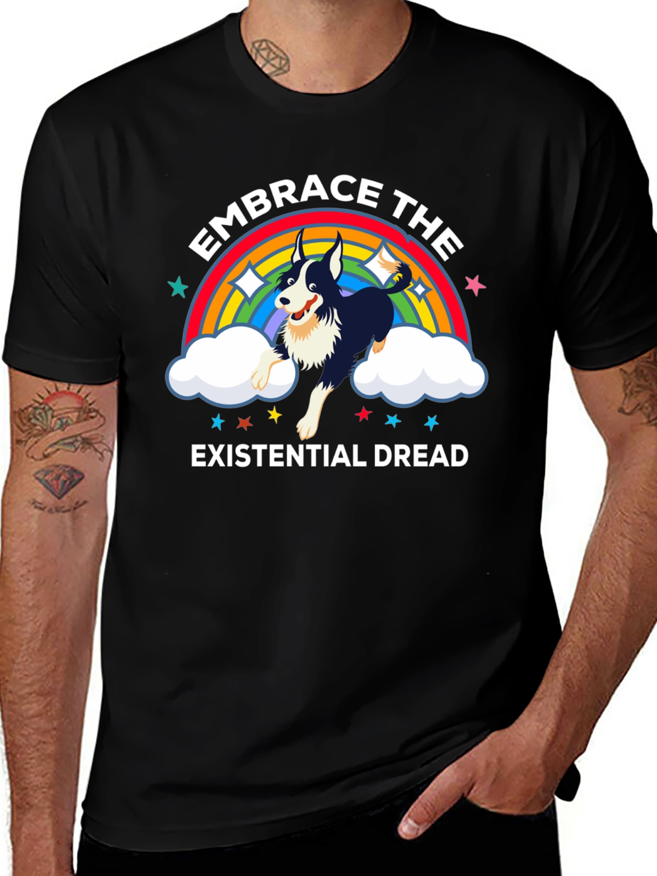 Black Embrace Existential Dread Dog T-Shirt main image