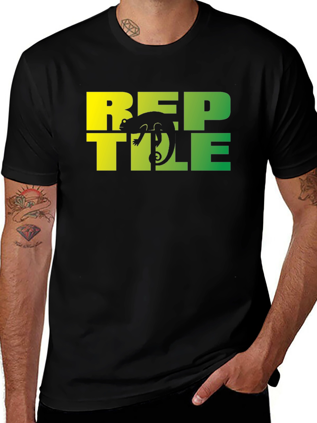 Variant 26 of Reptile Lizard Graphic T-Shirt - Black