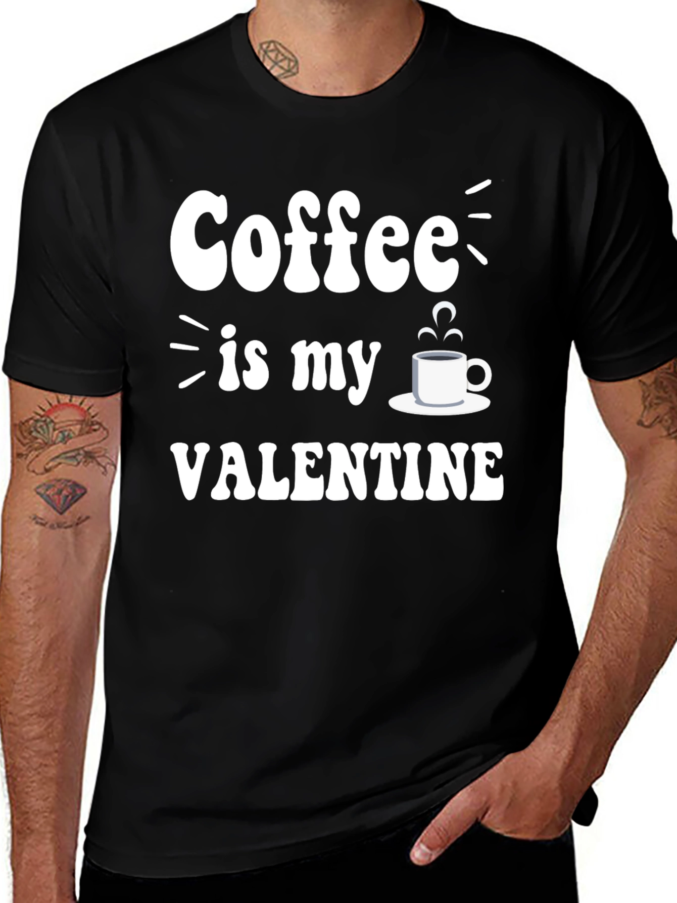 Variant 21 of Coffee is My Valentine T-Shirt - Unisex Black Tee