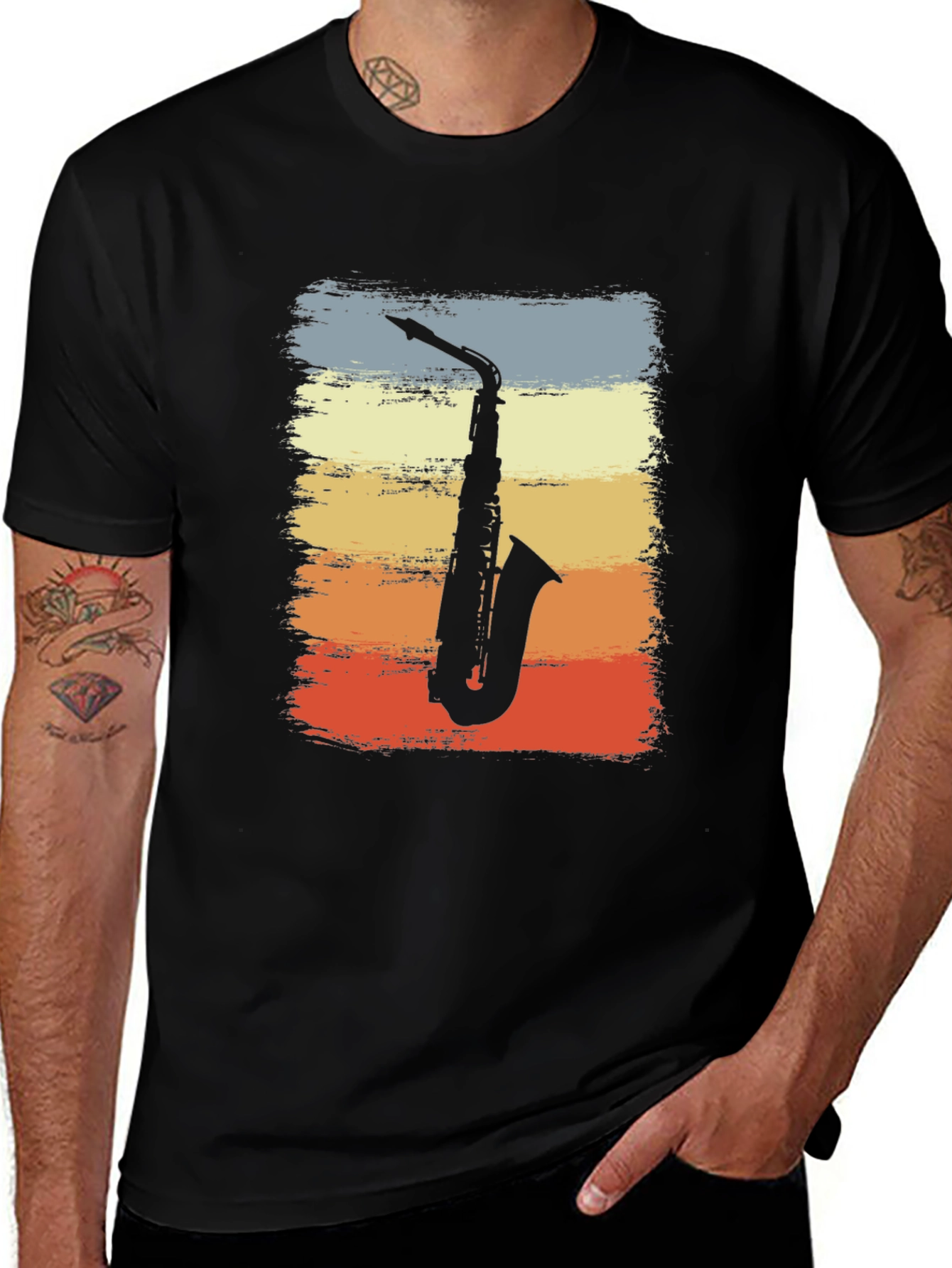 Variant 5 of Saxophone Sunset Graphic Tee - Retro Music T-Shirt