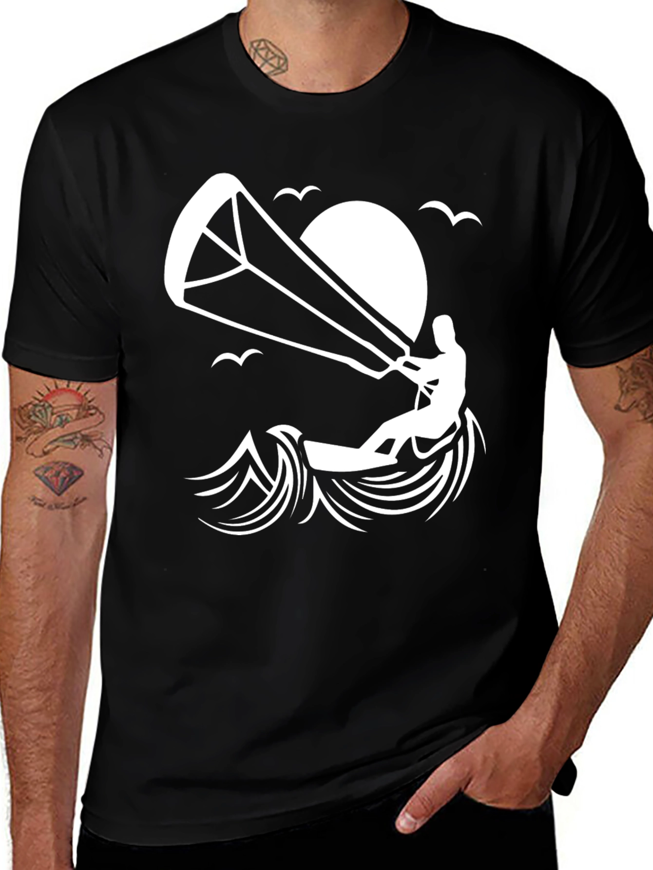 Variant 9 of Black Kitesurfing T-Shirt | Adventure Ready