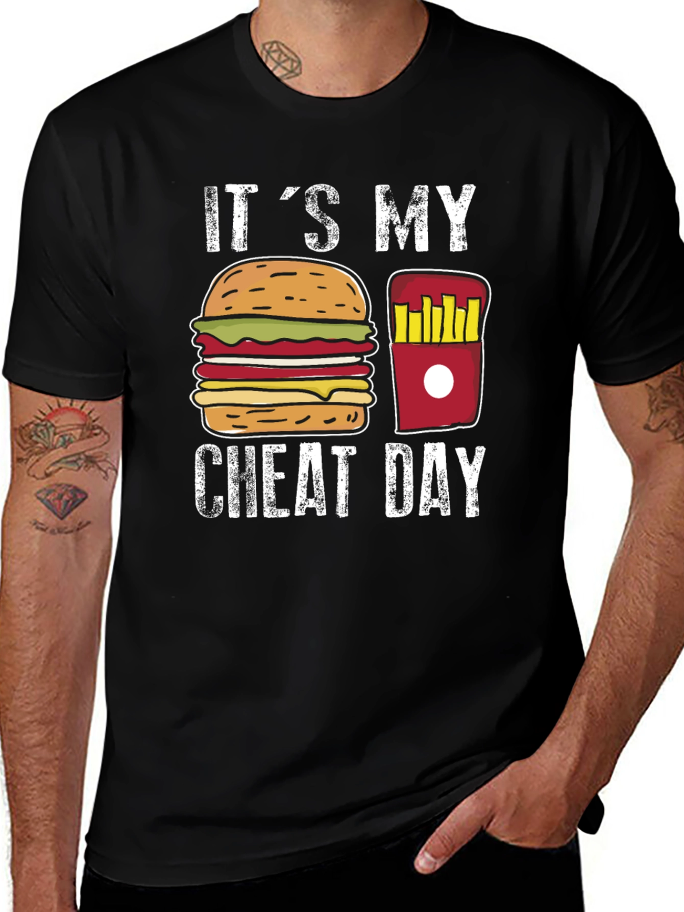 It's My Cheat Day T-Shirt: Burger and Fries Graphic Tee
